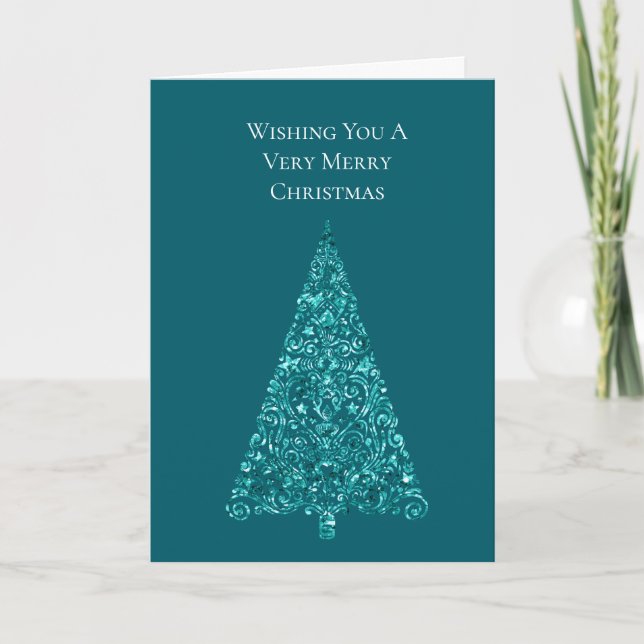 Aquamariner Aqua Mint Weihnachtsbaum Karte (Vorderseite)