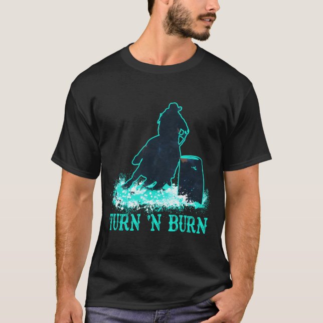 Aquamariner Barrel Racer Turn 'n Burn Rodeo Tin Ca T-Shirt (Vorderseite)