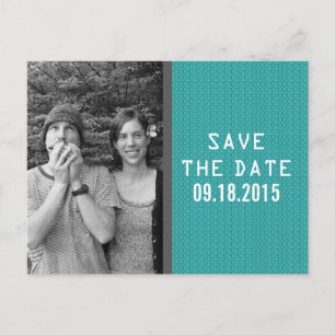 Aquamariner binärer Code Foto Save the Date Postka Ankündigungspostkarte