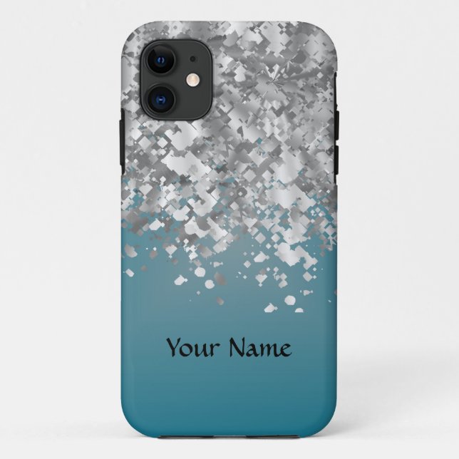 Aquamariner Blau- und Imitat-Glitter Case-Mate iPhone Hülle (Rückseite)