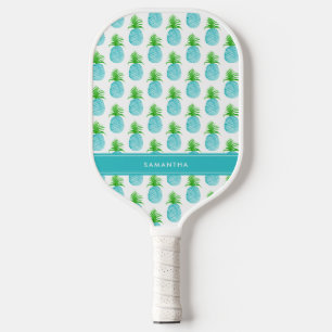 Aquamariner Blaue Wasserfarbe Ananas Personalisier Pickleball Schläger