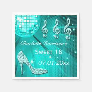 Aquamariner blauer Diskothek Ball und Sparkle Heel Serviette