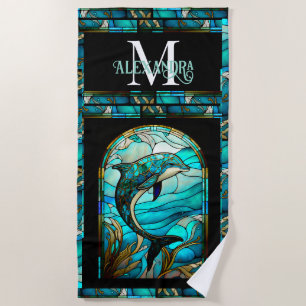 Aquamariner blauer Dolphin-Look aus festem Glas Strandtuch