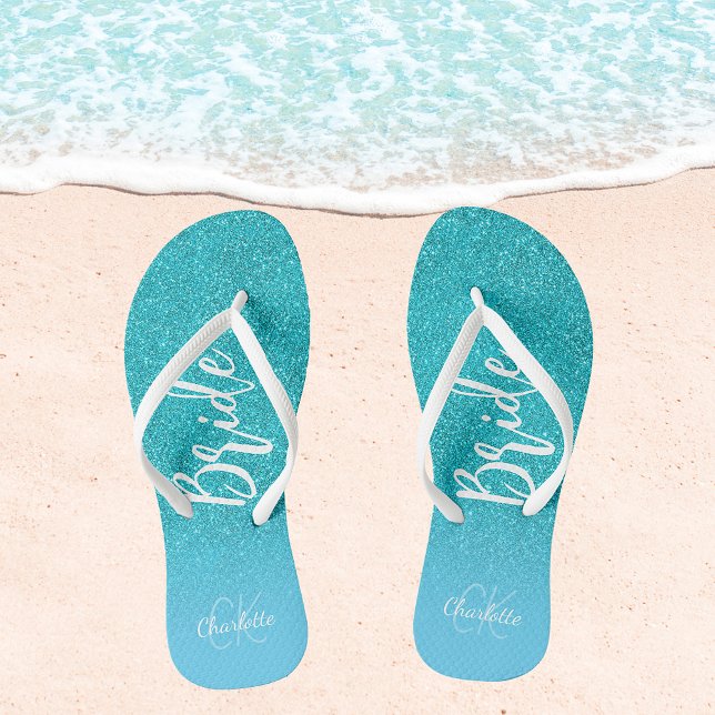 Aquamariner blauer Glitzer Aqua Flip Flops (Von Creator hochgeladen)