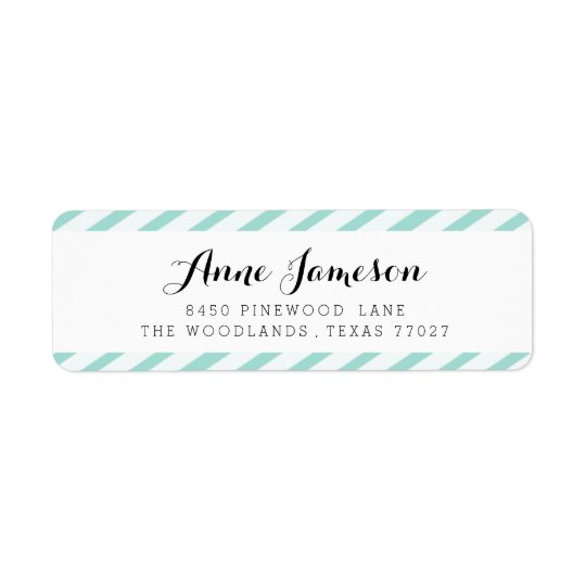 Aquamariner blauer Karneval Stripes Kleiner Adressaufkleber