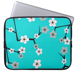 Aquamariner blauer Kirschblüten-Druck Laptopschutzhülle