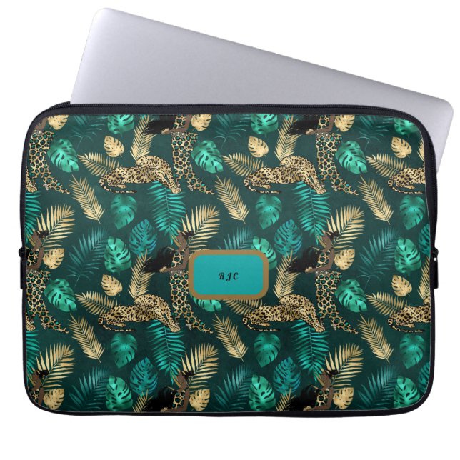"Aquamariner blauer Leopard" - Notebookgehäuse Laptopschutzhülle (Vorderseite)