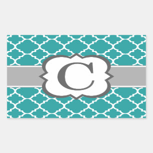 Aquamariner blauer Monogramm-Buchstabe C Rechteckiger Aufkleber
