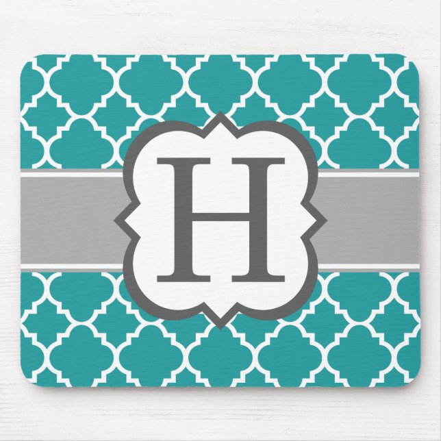 Aquamariner blauer Monogramm-Buchstabe H Mousepad (Vorne)
