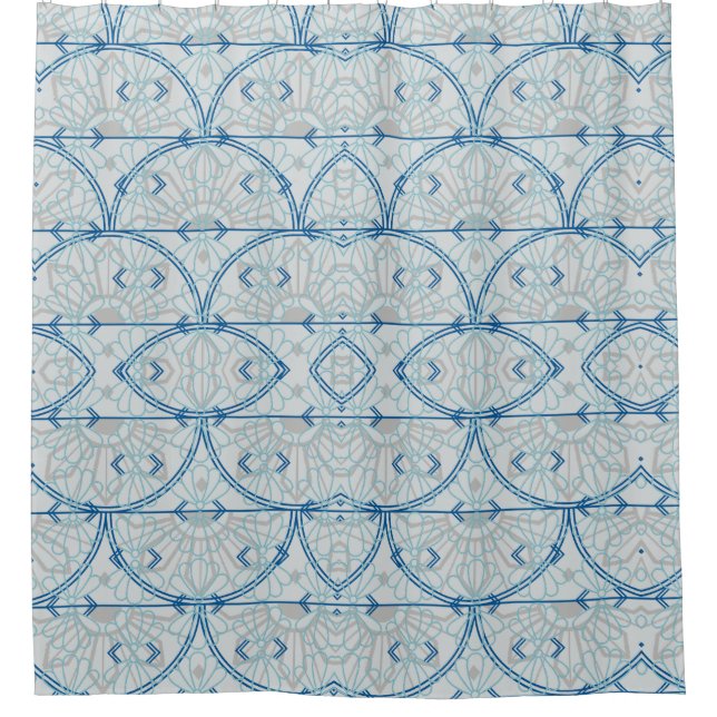 Aquamariner blauer Pfeil mit Grau Duschvorhang (Vorderseite)