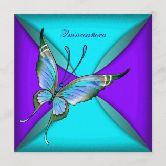 Aquamariner Blauer Schmetterling Quinceanera 15. G Einladung