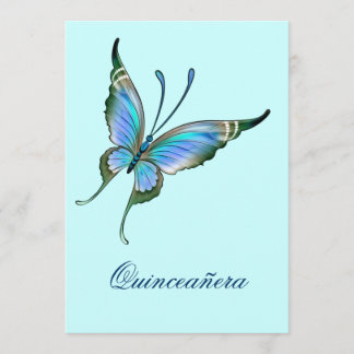 Aquamariner Blauer Schmetterling Quinceanera 15. G Einladung