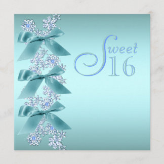 Aquamariner Blauer Schneeflocken 16 . Geburtstag G Einladung
