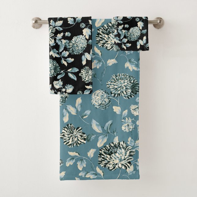 Aquamariner blauer Tansy modernes Vintages Badhandtuch Set (Insitu)
