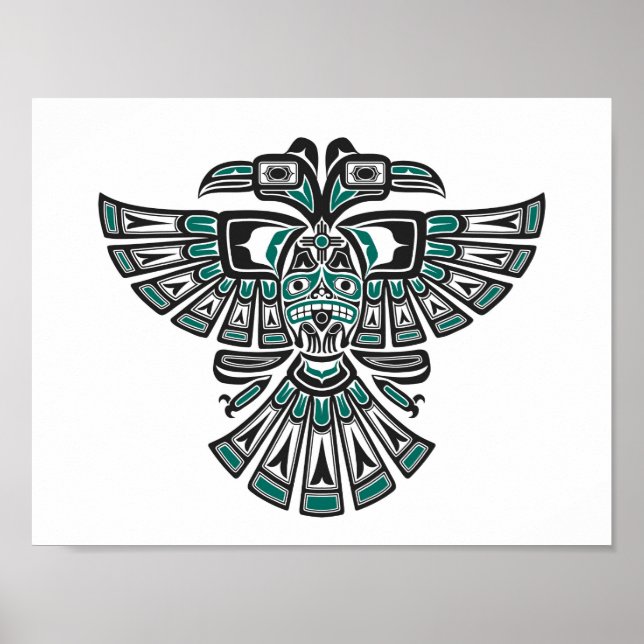 Aquamariner Blauhaida-Zwei-Geißelvogel auf Weiß Poster (Vorne)