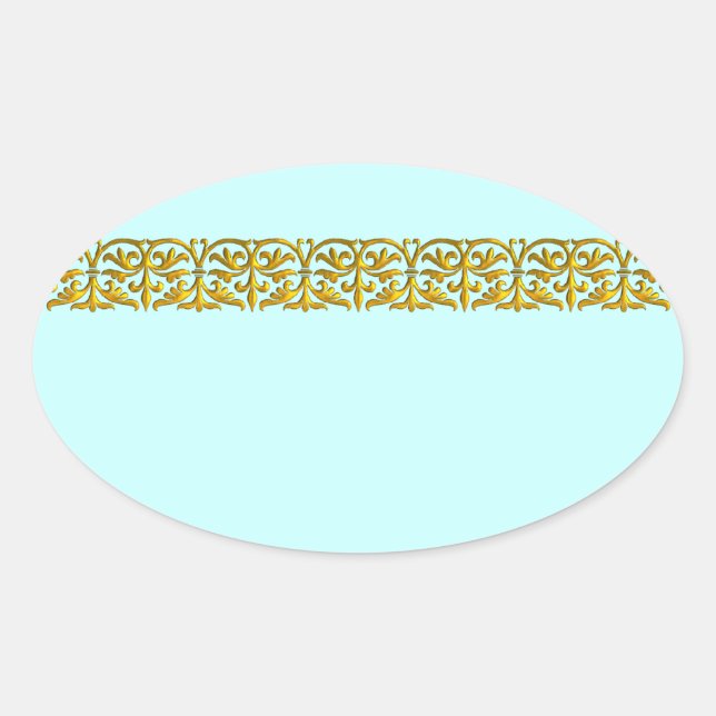 Aquamariner Blu-Gold-Gastgeschenk Hochzeit-Label-U Ovaler Aufkleber (Vorderseite)