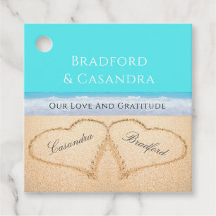 Aquamariner Blue Beach Hochzeit 2 Herz im Sand Nap Geschenkanhänger