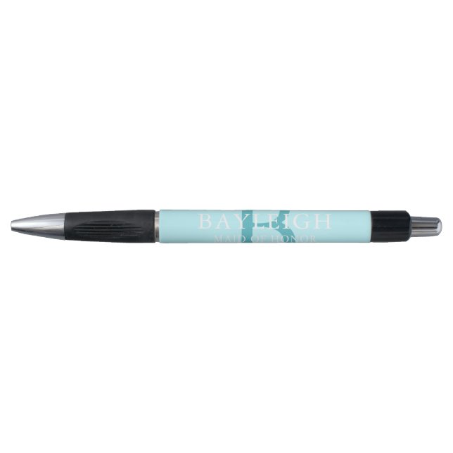 Aquamariner Blue-Brautparty-Monogramm-Pen Kugelschreiber (Vorderseite)