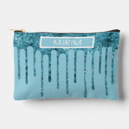 Aquamariner Blue Glitzer Tropfen auf Sky Blue Smal Zubehörtasche