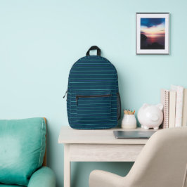 Aquamariner Blue Minimalistisch Strip-Backpack Bedruckter Rucksack