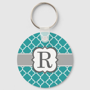 Aquamariner Blue Monogramm Letter R Quartett Schlüsselanhänger