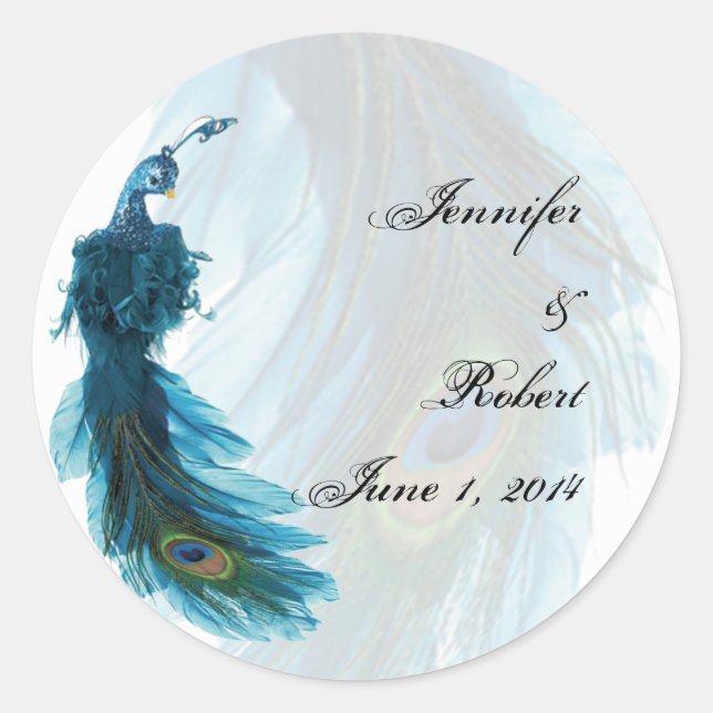 Aquamariner Blue Peacock Plume Umschlag Aufkleber (Vorderseite)