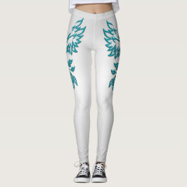 Aquamariner Blue Phoenix Anstieg auf Silber Leggings