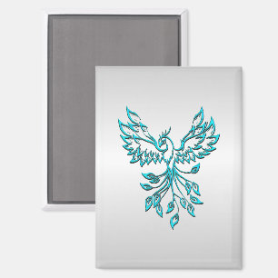 Aquamariner Blue Phoenix Anstieg auf Silber Magnet