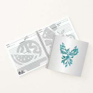 Aquamariner Blue Phoenix Anstieg auf Silber Notizbuch