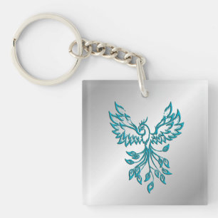 Aquamariner Blue Phoenix Anstieg auf Silber Schlüsselanhänger