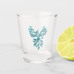 Aquamariner Blue Phoenix Anstieg auf Silber Schnapsglas