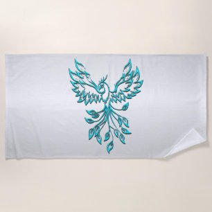 Aquamariner Blue Phoenix Anstieg auf Silber Strandtuch