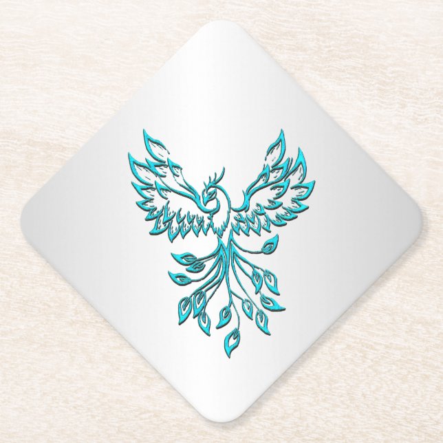 Aquamariner Blue Phoenix Anstieg auf Silber Untersetzer (Vorderseite)