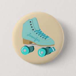 Aquamariner Blue Retro Quad Roller Skate Personali Button