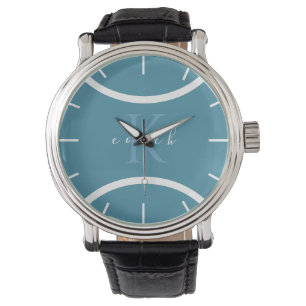 Aquamariner Blue Tennis Ball & anfänglicher Mit Mo Armbanduhr