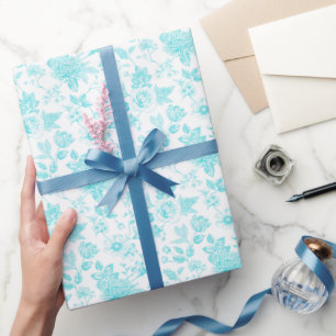 Aquamariner Blumenstrauß Geschenkpapier