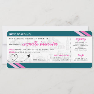Aquamariner Boarding Pass Brautparty Einladung