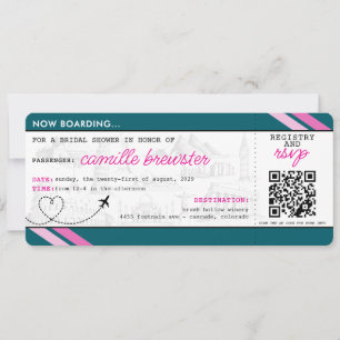 Aquamariner Boarding Pass Brautparty Einladung
