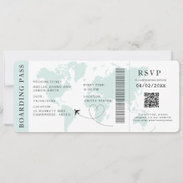 Aquamariner Boarding Pass Hochzeit in Urlaubsort Q Einladung