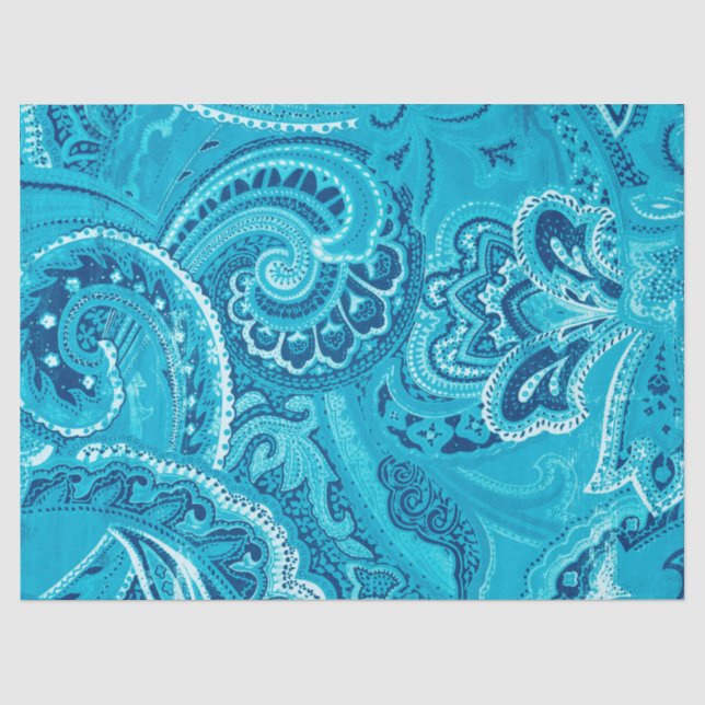 Aquamariner Boho Chic-Retro Hippy Paisley-Bandanna Seidenpapier (Vorderseite)