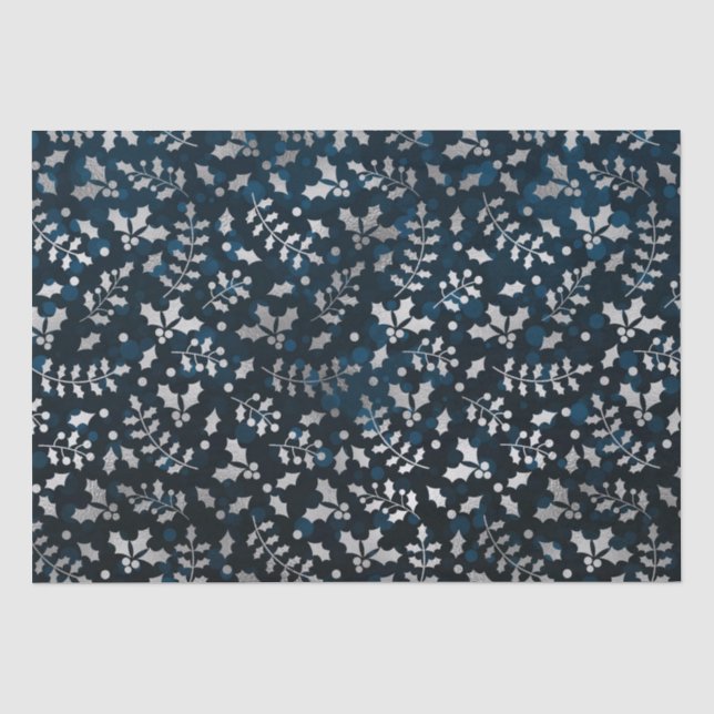 Aquamariner Bokeh und Silberner Foil Weihnachtsfes Seidenpapier (Vorderseite)