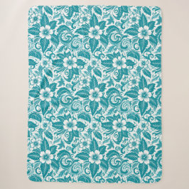 Aquamariner botanischer Sherpa-Blanket Sherpadecke
