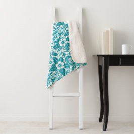 Aquamariner botanischer Sherpa-Blanket Sherpadecke
