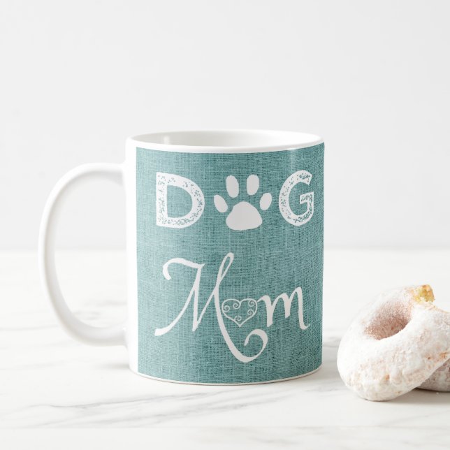 Aquamariner Burlap Hund Mama Kaffee Tasse (Mit Donut)