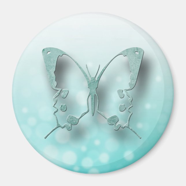 Aquamariner Butterfly-Kühlschrank oder Locker-Magn Magnet (Vorne)