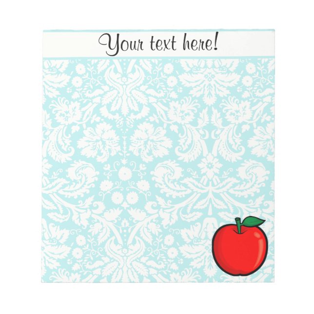 Aquamariner Damask Muster-Apple Notizblock (Vorderseite)