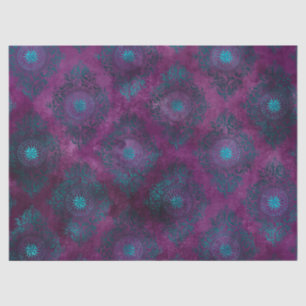 Aquamariner Damast auf Lila Decoupage Seidenpapier