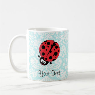Aquamariner Damast-Muster-Marienkäfer Kaffeetasse