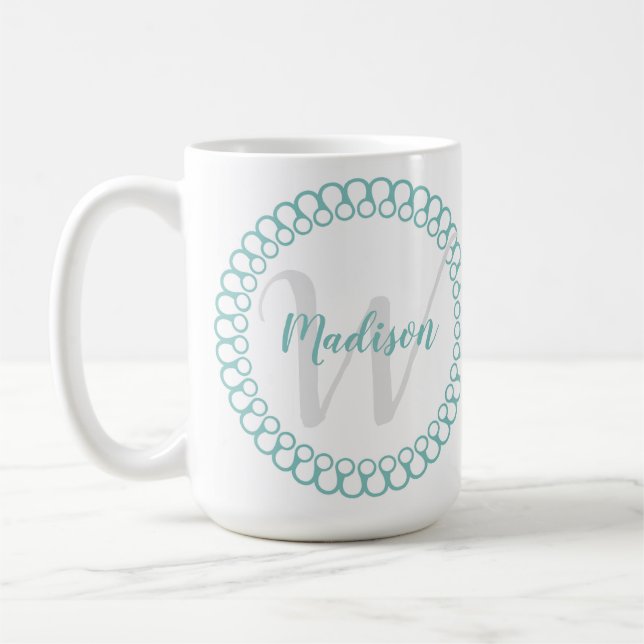 Aquamariner dekorativer Circle Personalisieren Sie Kaffeetasse (Links)