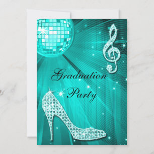 Aquamariner Disco-Ball-Schein-Heels-Abschluss Einladung